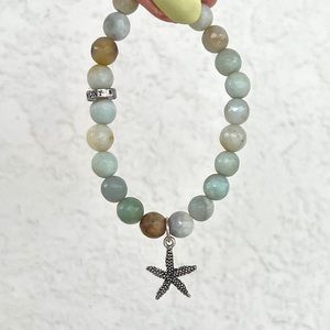 Amazonite Gemstone Bracelet- Starfish Charm